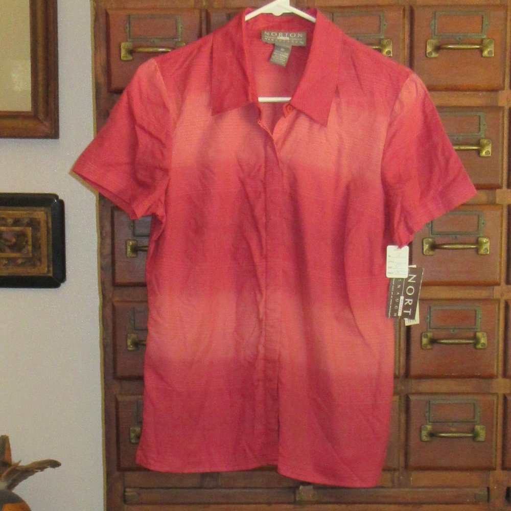 NWT Cherry Red Short Sleeve Cotton Blouse 4P